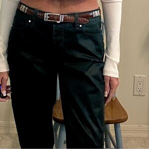 White House Black Market Dark Green Skinny Jeans Coated Size 6 Like New Sharp!